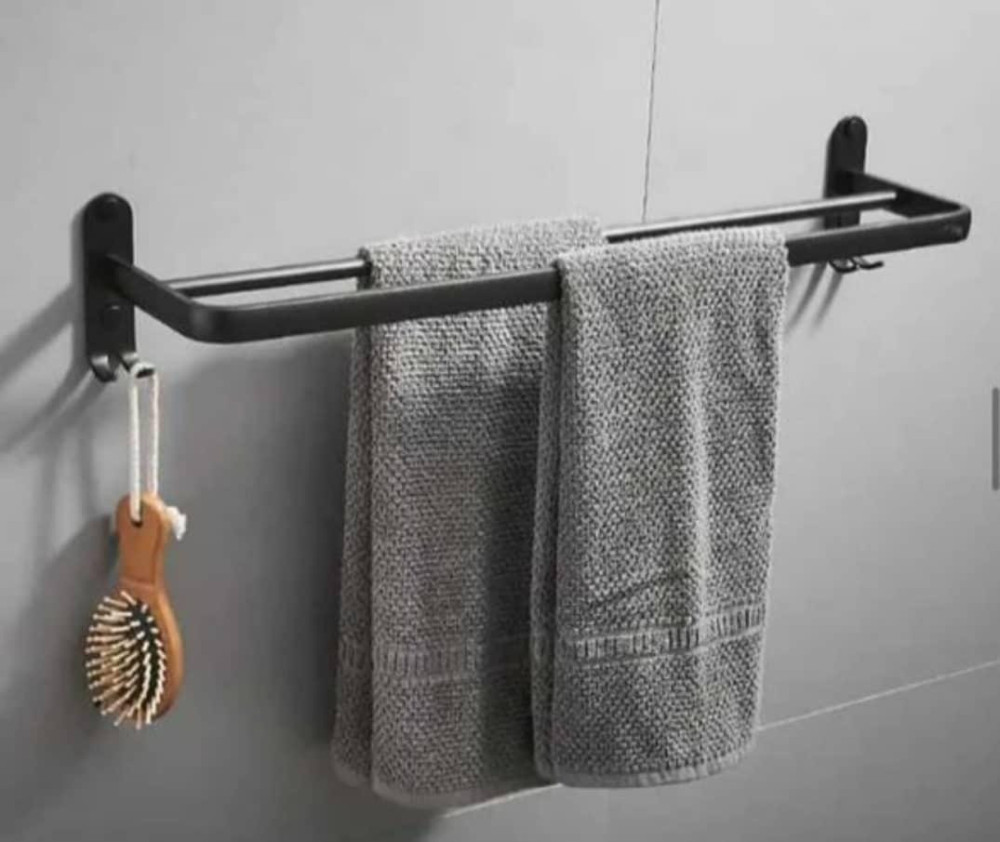 matte black luminum or stainless steel durable rail towel rack designed for bathroom wall mounting