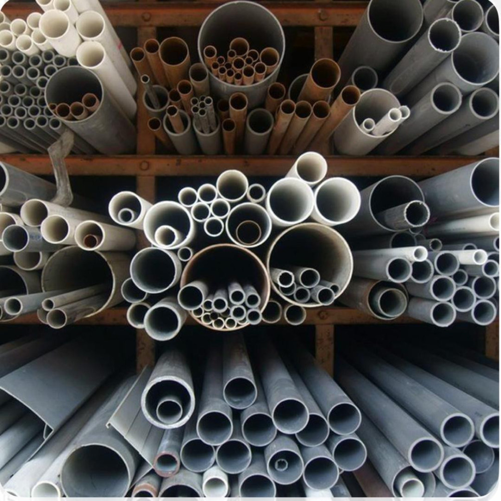 Stacked inventory of industrial piping materials 