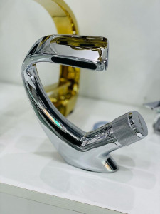 chrome waterfall bathroom sink mixer tap