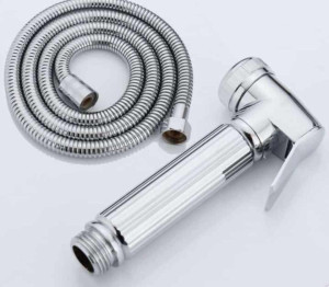 Bidet spray is a chrome-plated hadnheld shattaf used for personal hygiene in abthrooms