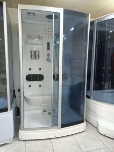 Multi-functional steam shower cabin featuring body massage jets and integrated electronics