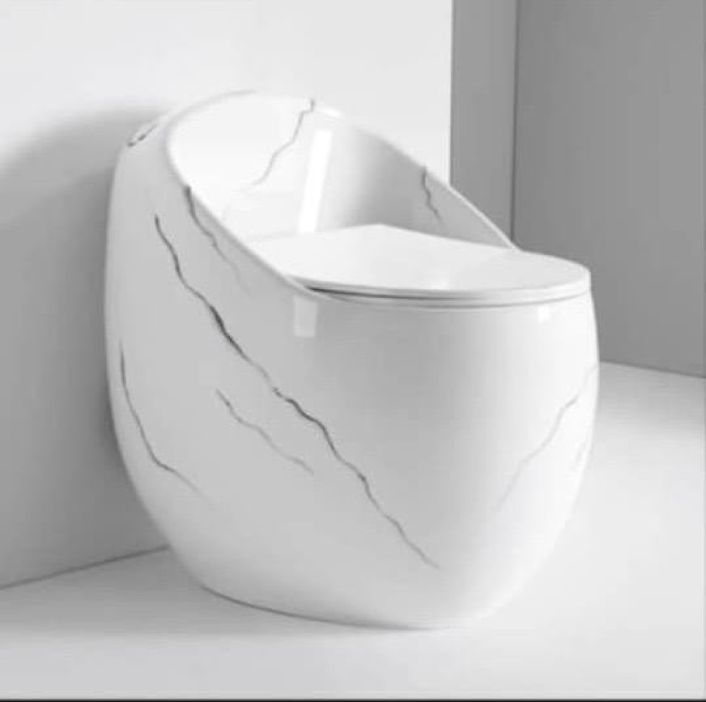Modern egg-shaped marble ceramic one-piece toilet 