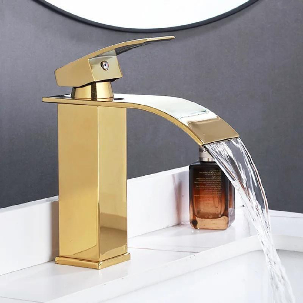 Modern gold waterfall bathroom sink faucet mixer tap