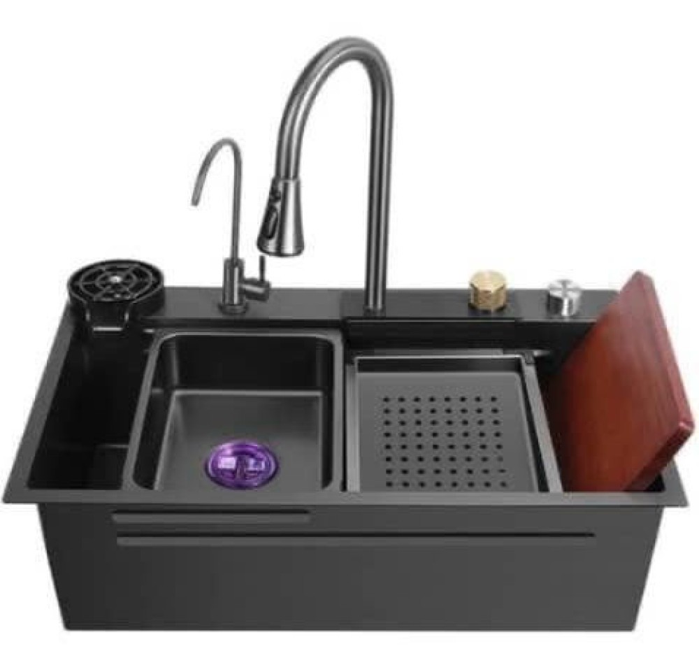 multifunctional black 304 stainless steel workstation kitchen sink