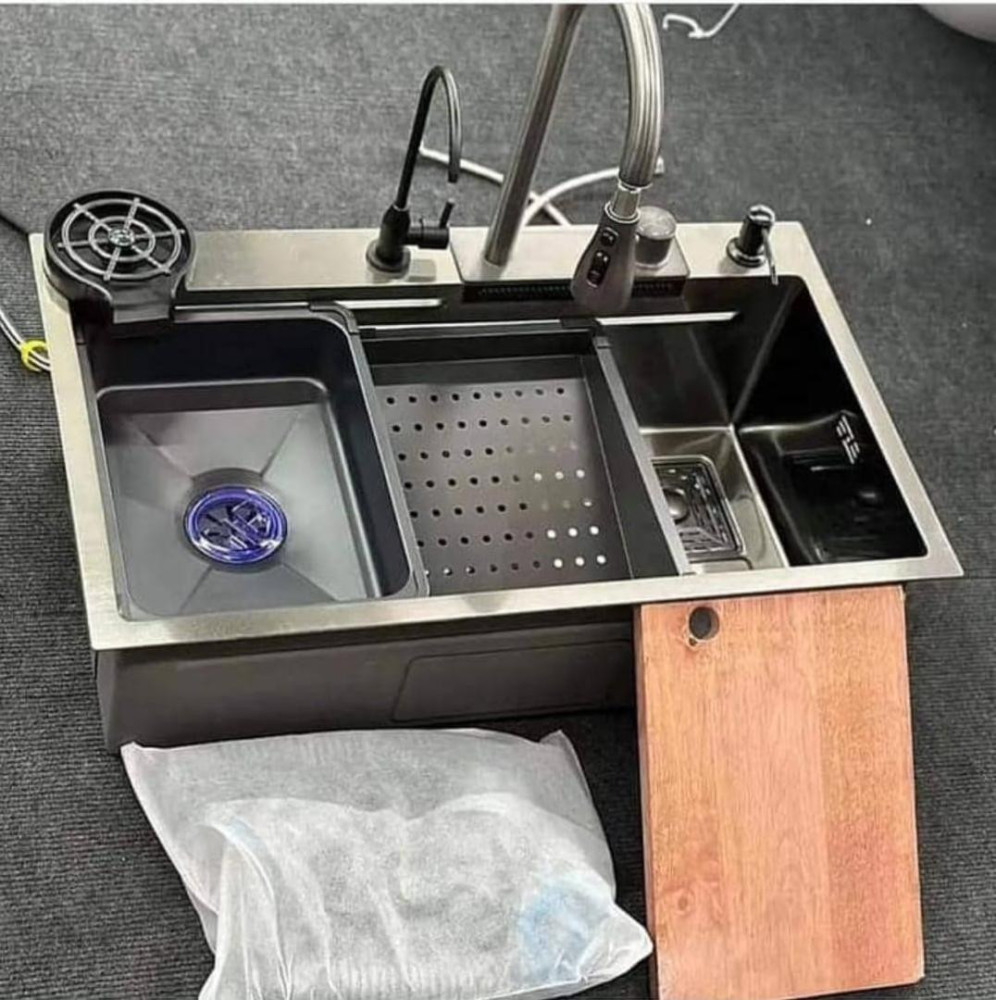 mutifunctional black nano stainless steel workstation Kitchen sink