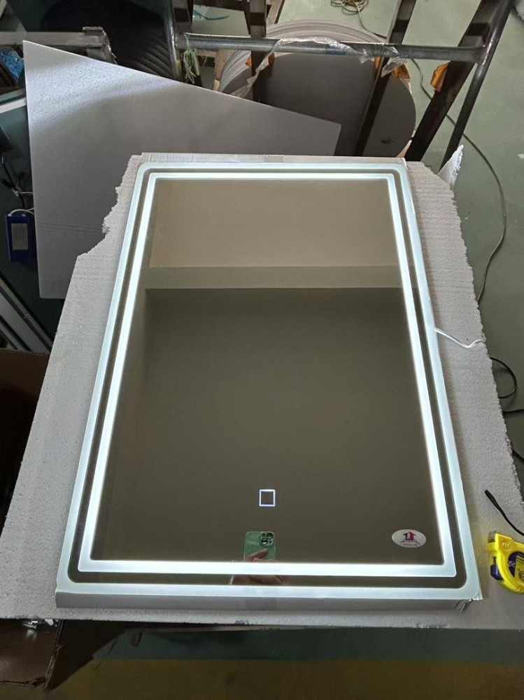 modern rectangular wall-mounted LED bathroom mirror