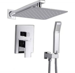Polished chrome, wall-mounted shower system 