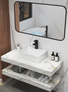 floating bathroom vanity is a modern unit