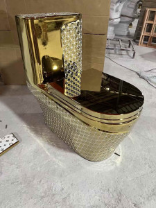 Luxurious gold-plated ceramic one-piece toilet