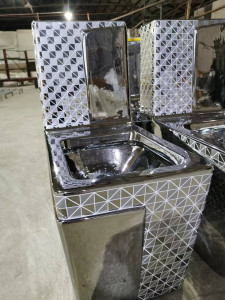 polished silver bathroom basin 