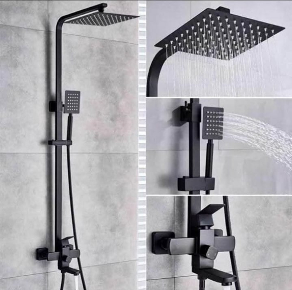 Aberlite Blck Square Shower Set