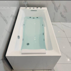 White acrylic whirlpool or massage bathtub